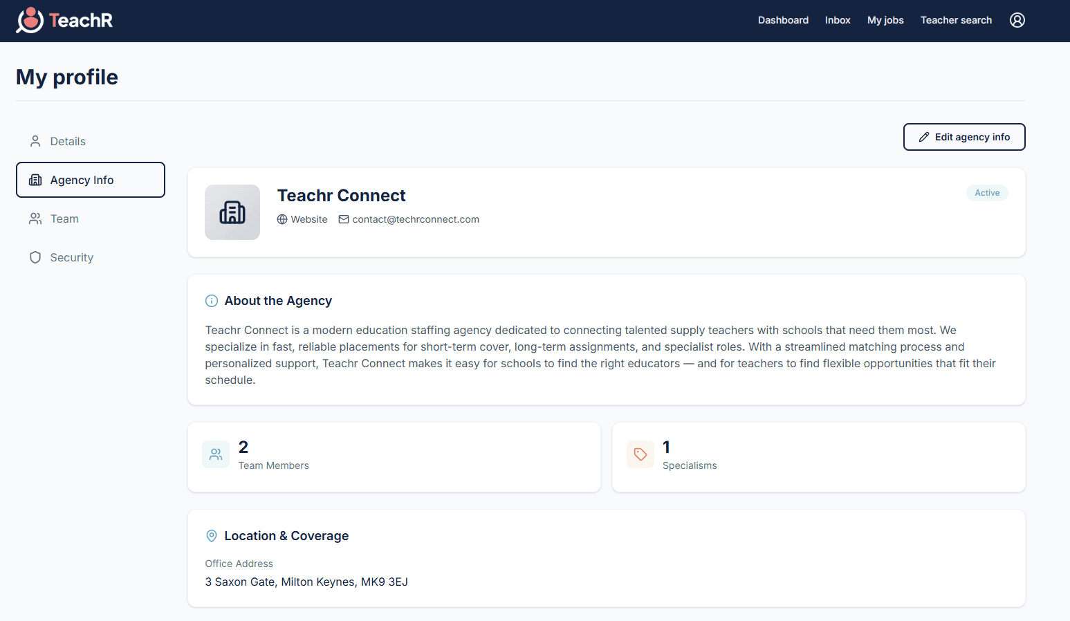Set up your agency profile